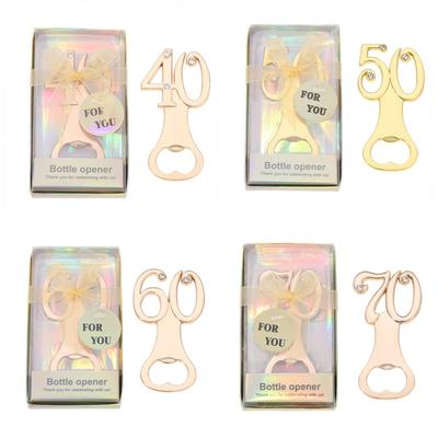 New Zinc Alloy Birthday Number Shape Souvenir Beer Opener Rhinestone Diamond Bar Tool Party Supplies