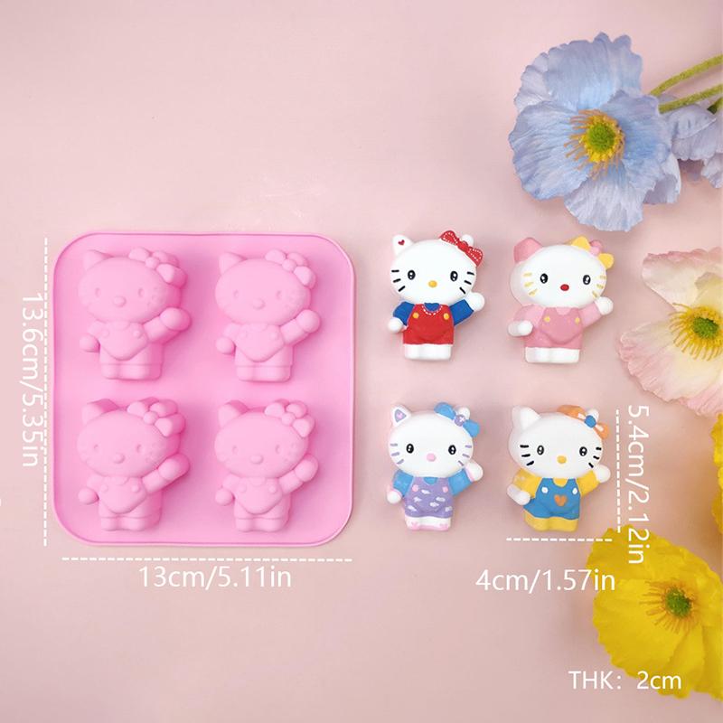 Kawaii Diy Sanrio Hello Kitty Cookie Chocolate Baking Tool Cartoon Silicone Ice Block Diy Soap Mold Set
