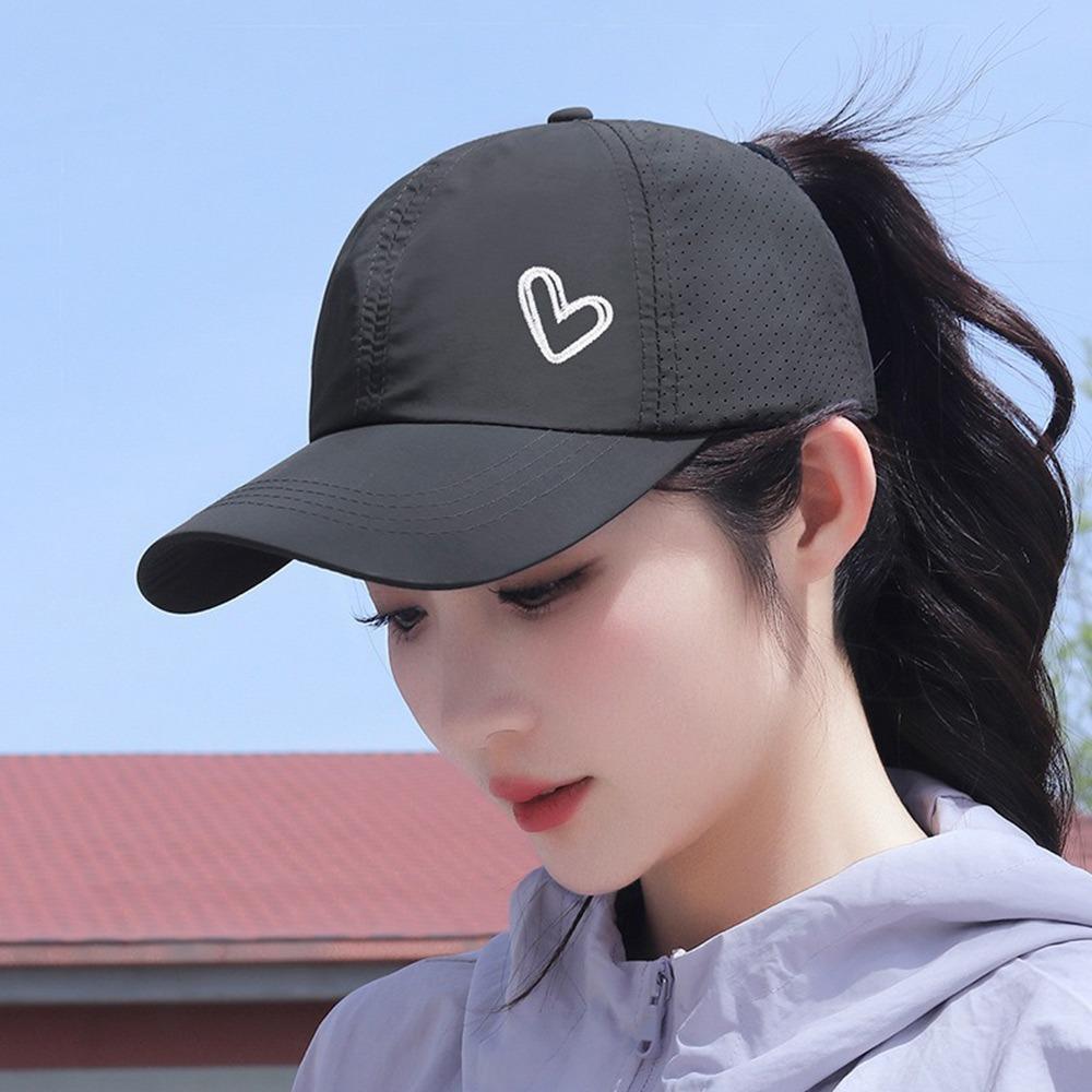 UV Protection Quick Dry Hat Embroidered Hearts Sports Cap New Ponytail Cap  Men