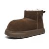 European Station Winter New Kapibara Matte Leather Thickened Snow Cotton Boots Bread Shoes Small Women's Shoes