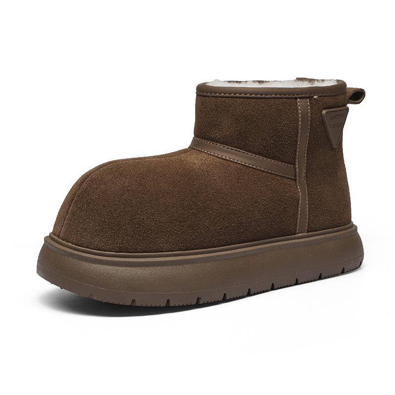 European Station Winter New Kapibara Matte Leather Thickened Snow Cotton Boots Bread Shoes Small Women's Shoes