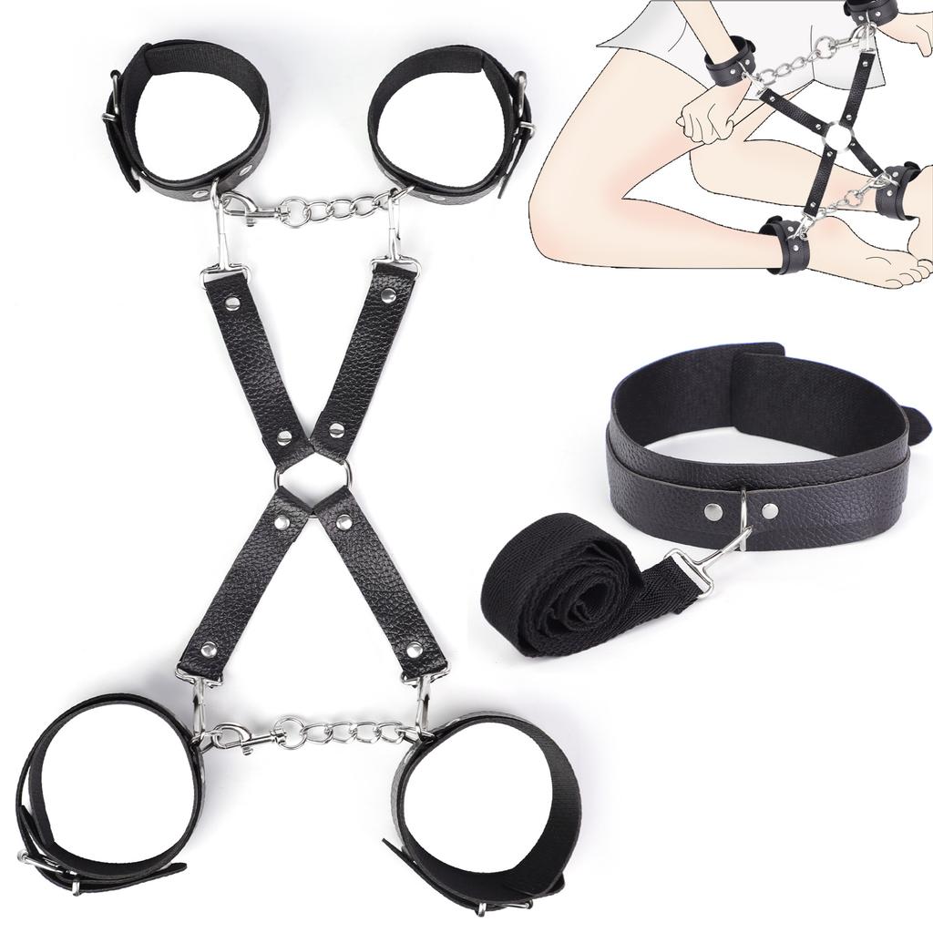 New Erotic Handcuffs and leg cuffs cross buckle set Bondage Handcuffs Bondage Restraints SM Toys Hand Cuffs for Adults Games