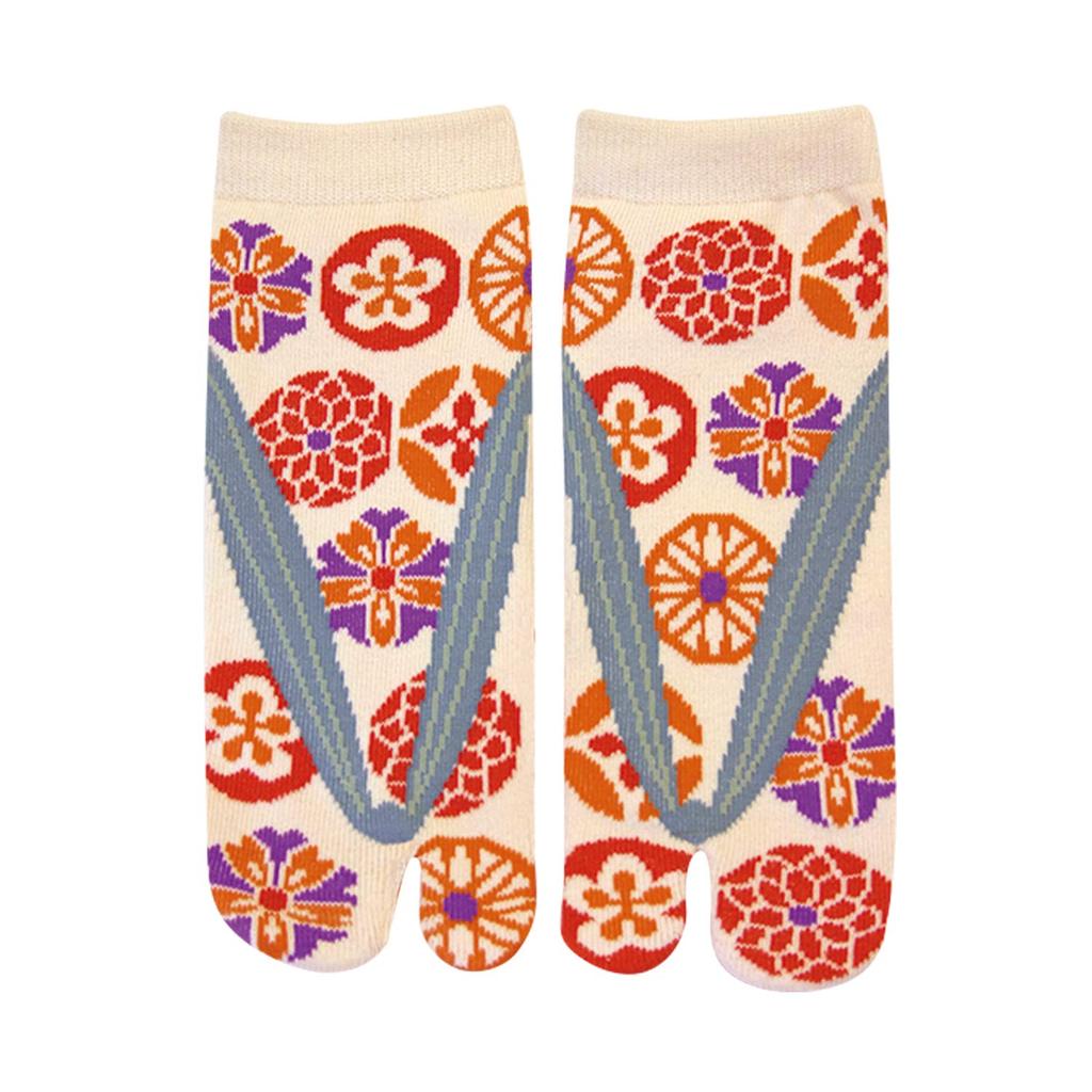 Maeda Senkou Wagyo Tabi Socks with Floral Pattern Women's Sneaker-Length (102729)