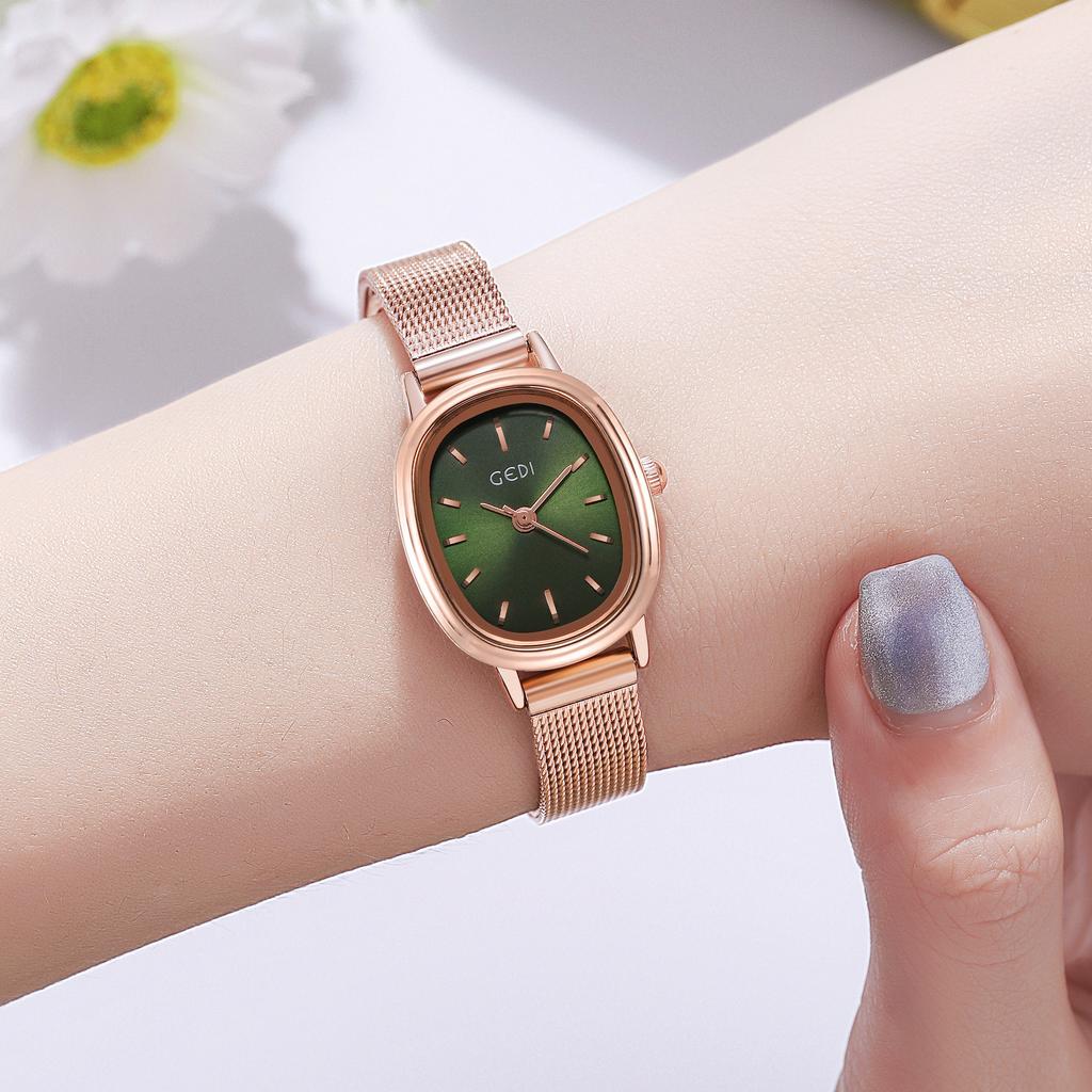 Reloj para Mujer con Esfera Pequeña Ovalada de Nicho Alta Gama Simple Estudiante Resistente al Agua Acero Inoxidable Reloj para Mujer