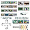 Romantic Sunset Scenery Funny Cat Flower Eyes Italian Charm Link Fit 9mm Stainless Steel Bracelet Women Making DIY Jewelry