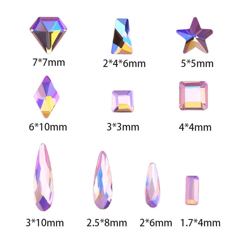 Aurora Pink Symphony Ab Nail Drill Flat Bottom Special-Shaped Nail Drill Nail Drill Diy Jewelry Accessories