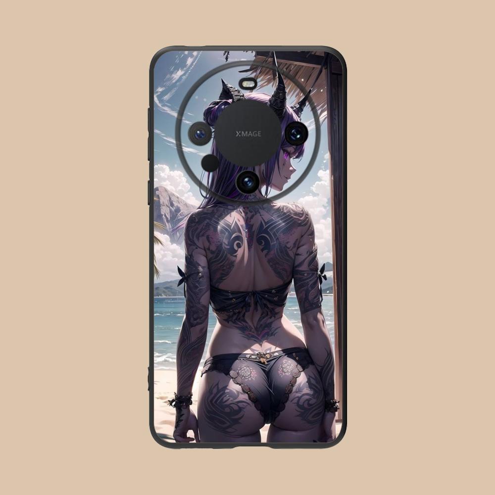 Fashion Tattoo Girl Mobile Phone Case for Huawei Mate 60 50 40 30 20 10 Pro Plus Lite E 5G Colorful Printing Cover Pretty Cover
