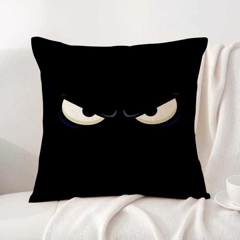 Black Emoticons Cushion Cover Summer Coolness Linen Fabric Double-Sided Printing Pillow Case Sofa Home Decor Gift