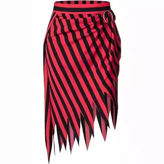 Pirate Costume Accessories Headscarf Burned Flower Striped Pointed Hem Bandage Skirt