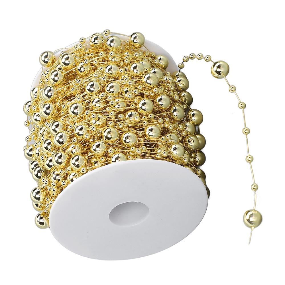 Gold Pearl Beads Chain Silver Faux Pearl Artificial Pearl Strand 8+3mm Pearl Bead Garland Flower Wreath