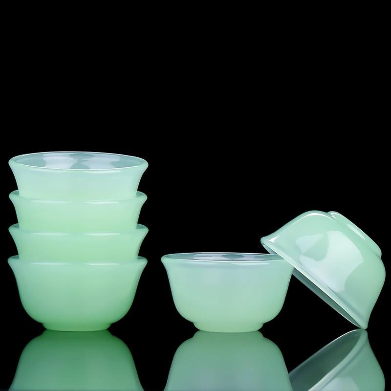 6pcs Celadon Jade Porcelain Teacup Household High-end Tea Cup Set Chinese Style Glass Hospitality Cup Drinking Utensils Tea Set 30ml