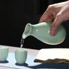 Ręcznie robiony zestaw do sake w kolorze celadon, styl japoński, ceramiczny, 1 karafka, 8 filiżanek, na formalne okazje, kolekcjonerski