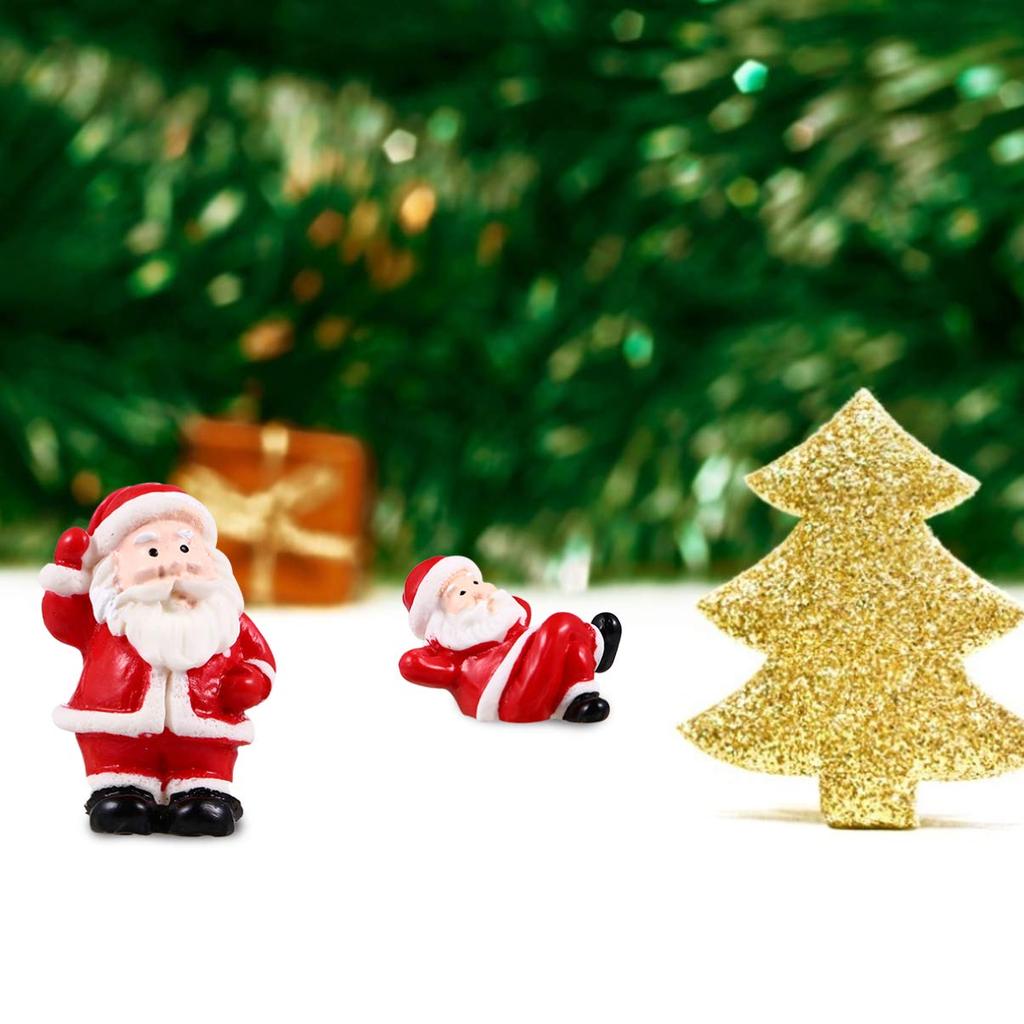 DOITOOL 60 Pieces Miniature Christmas Ornaments, Handmade Resin Figurines, Decorative Tabletop Ornaments for Bonsai, Potted Plants, Gardening Props,