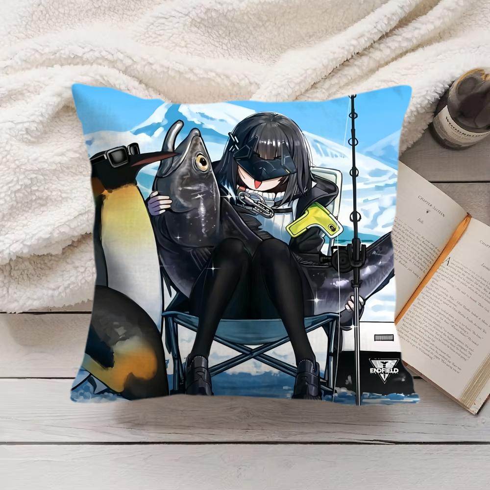 Game Arknights Cute Penguin Cushion Cover Soft Short Plush Pillow Cover Smooth Cozy Texture Aesthetic Cushion Case Home Decor