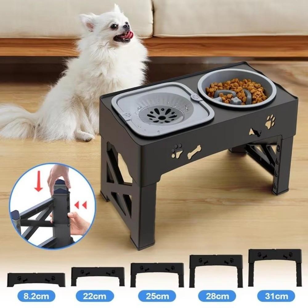 Adjustable Height Pet Feeder 3 In 1 Dog Double Bowls Elevated Dog Bowls For Kittens Puppies