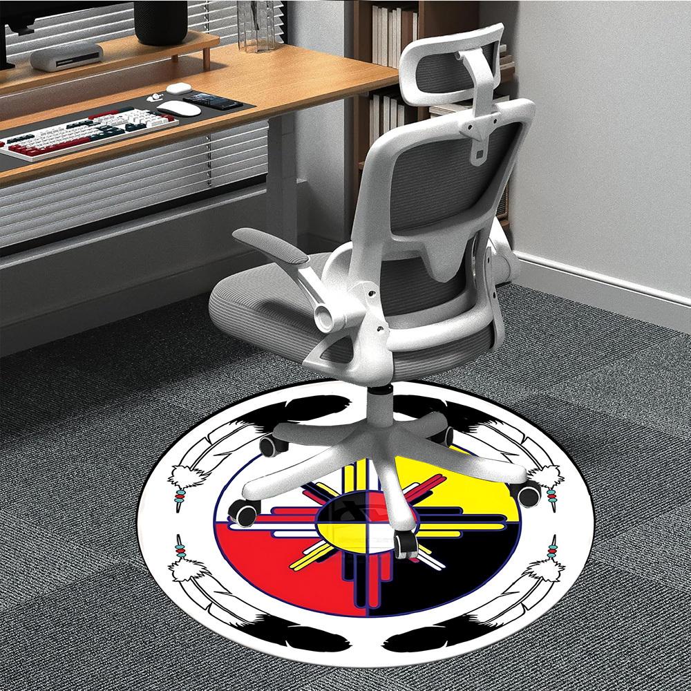 

1pc Native American Symbol Chair Carpet for Office Non-Slip, Machine Washable Rug for Office, Room - Polyester, Machine Made yy251029173 80cm by 80cm