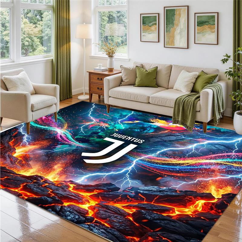 Juventus FC Design Crystal Velvet Rug Soft Decorative Mat for Bedroom Entrance
