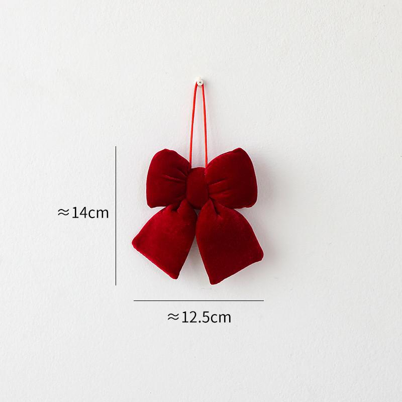 

Hot Christmas Bow Decoration Velvet Red Bow Knot Baubles Hanging Ornaments DIY Xmas Trees Pendant For Holiday Home Party Decor Winered
