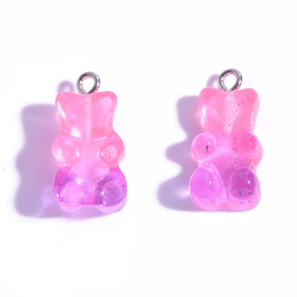 Colorful Transparent Bear Resin Pendant for DIY Jewelry and Keychains