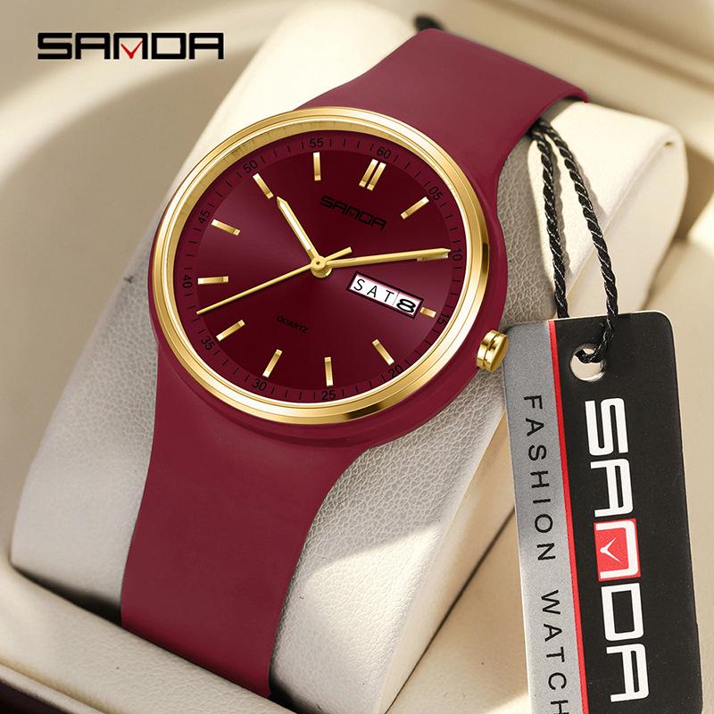 Sanda Unisex Dual Calendar Exam Quartz Watch - Elegant & Simple Design