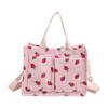 Strawberry Printed Tote Bag Cute Large Capacity for Commuting Grocery Travel Pink