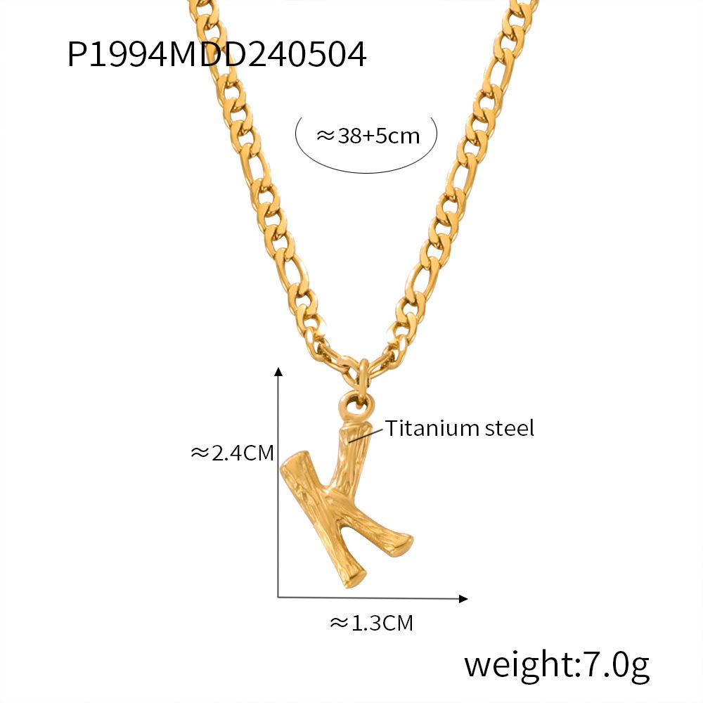 Simple Light Luxury Titanium Steel 26 Letter Necklace Niche Non-Fading Necklace Gold Tree Pattern Jewelry