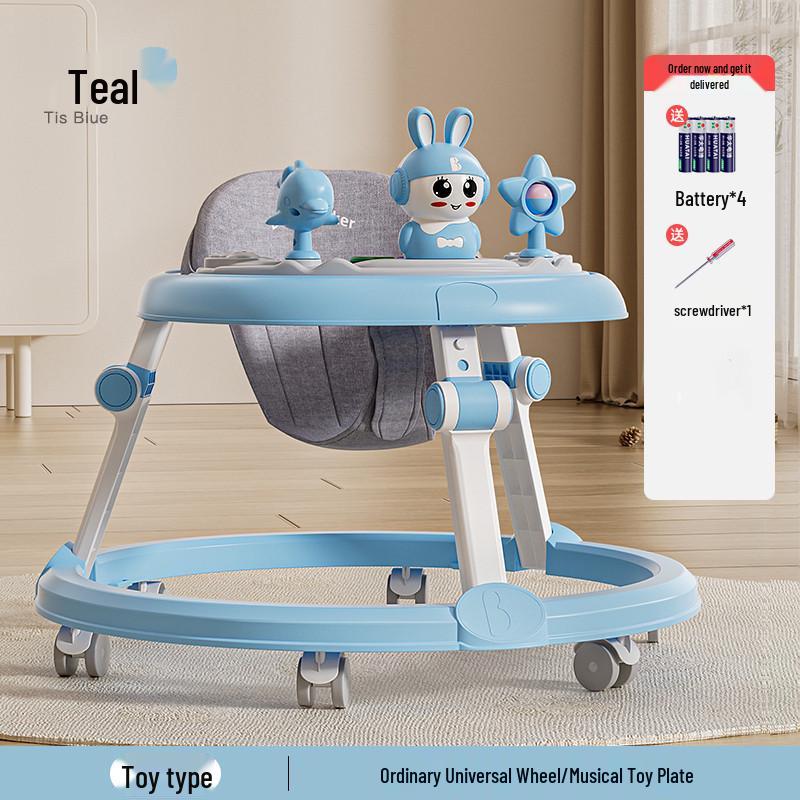 Multifunctional Baby Walker with Music, Lightweight & Foldable for 6-18 Months, Anti-Rollover Design