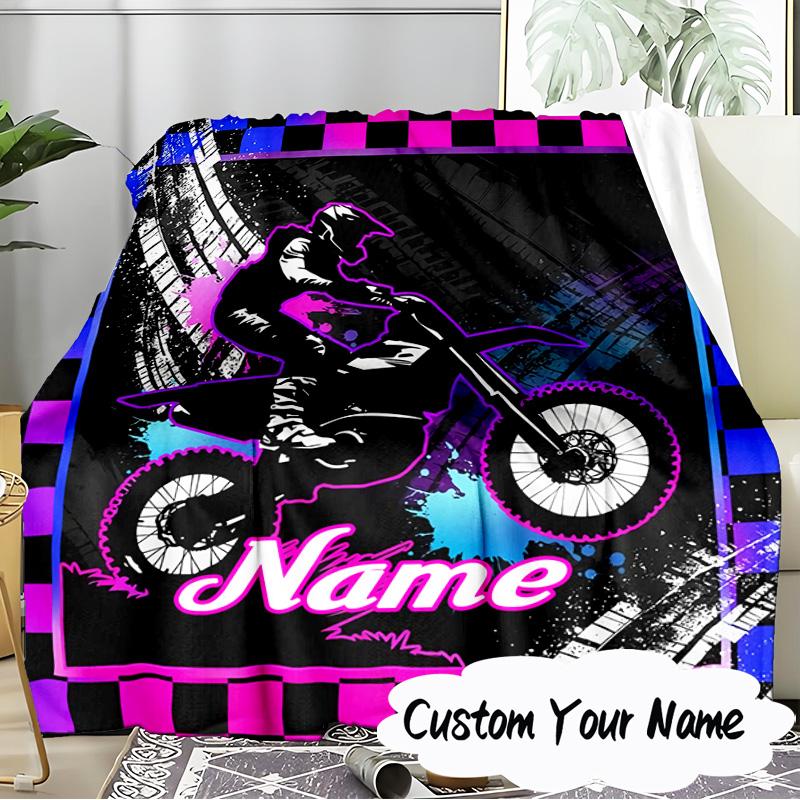 Custom Name Sport Bike  Blanket  Ideal Bedding Blanket Perfect for Travel, Camping, Living Rooms, Offices, Sofas, Fan Christmas gift