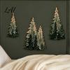 DIY Wall Mounted Holiday Tree 3Pcs Wooden Christmas Decor Winter Snowy Pine Hanging Forest Decorations Sign Rustic Ornaments for Xmas Home