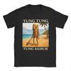 Kawaii Surreal Tung Tung Tung Sahur Beach Tshirts Unisex Oneck Short Sleeve Clothing Italian Brainrot Meme Cotton Summer Clothing