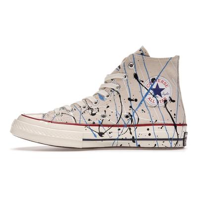 Chuck 70 High Éclaboussures de Peinture - Aigrette Baskets Unisexe Crème Bleu Numérique 170802C
