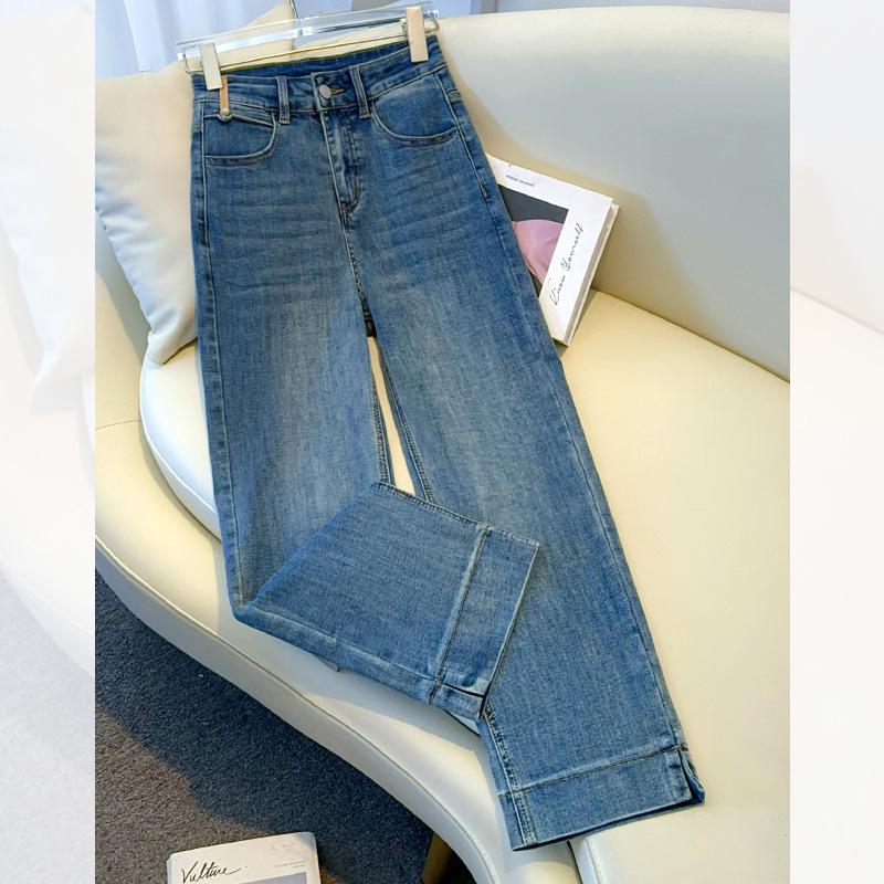 

Женские ретро синие джинсы скинни длиной девять точек прямого кроя для фигуры типа «груша» - Коллекция Весна/Осень 2025 28/L (105-115 jin)