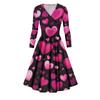 Women's Fashion Casual Valentine's Day Printed Long Sleeve V-Neck Sexy Dresses