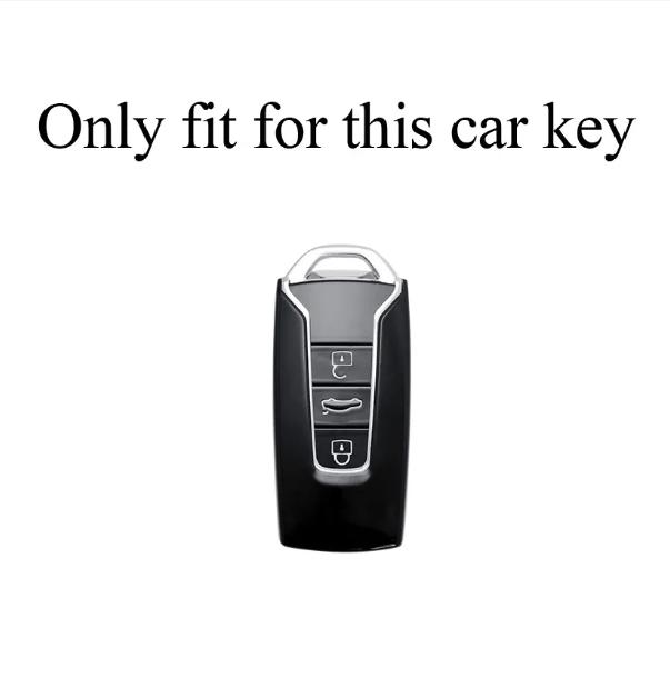 Styling Mouldings Leather Car Key Cover Case for VW Volkswagen Touareg 2018 2019 2020 2021 3 Buttons Keyless Entry Remote Protec