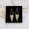 Trendy European & American Geometric Metal Tassel Long Diamond Earrings - Retro Exaggerated Design
