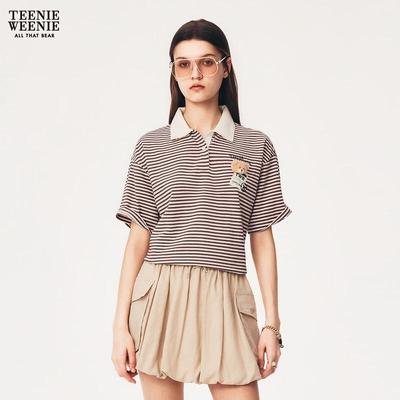 Women's Striped Bear Logo Polo Shirt