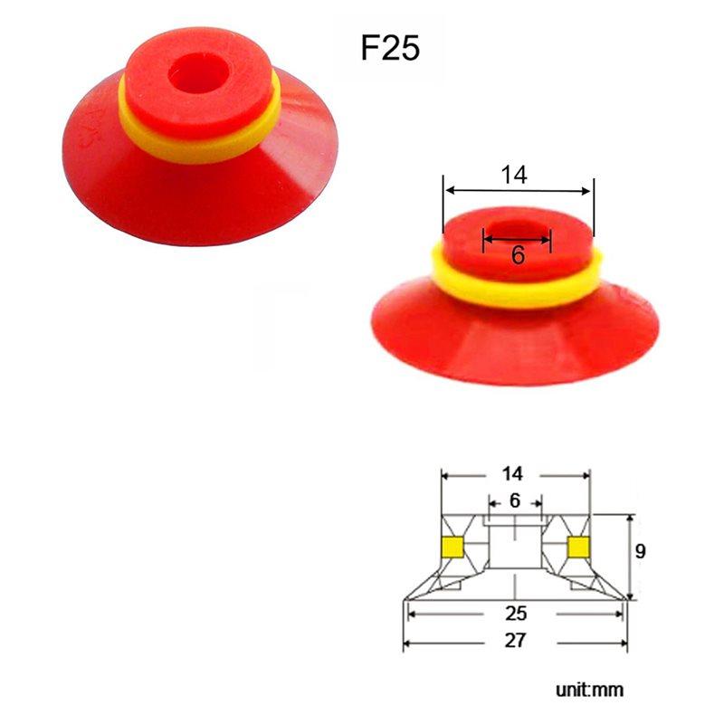 Premium-Industrial Flat Vacuum Suction Cup F Series Single-Layer Silicone Robotic Accessory With Ribs,Pack Of 20 Pcs F25