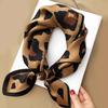 Luxury Women Leopard Print Square Hijab Scarf Soft Satin Silk-like Small Neck Scarf Stylish Casual Headscarf