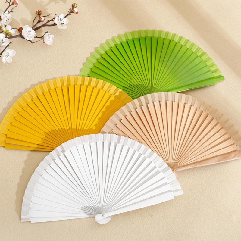 Traditional Wooden Hand Fan Classical Vintage Spanish Solid Color Folding Fan
