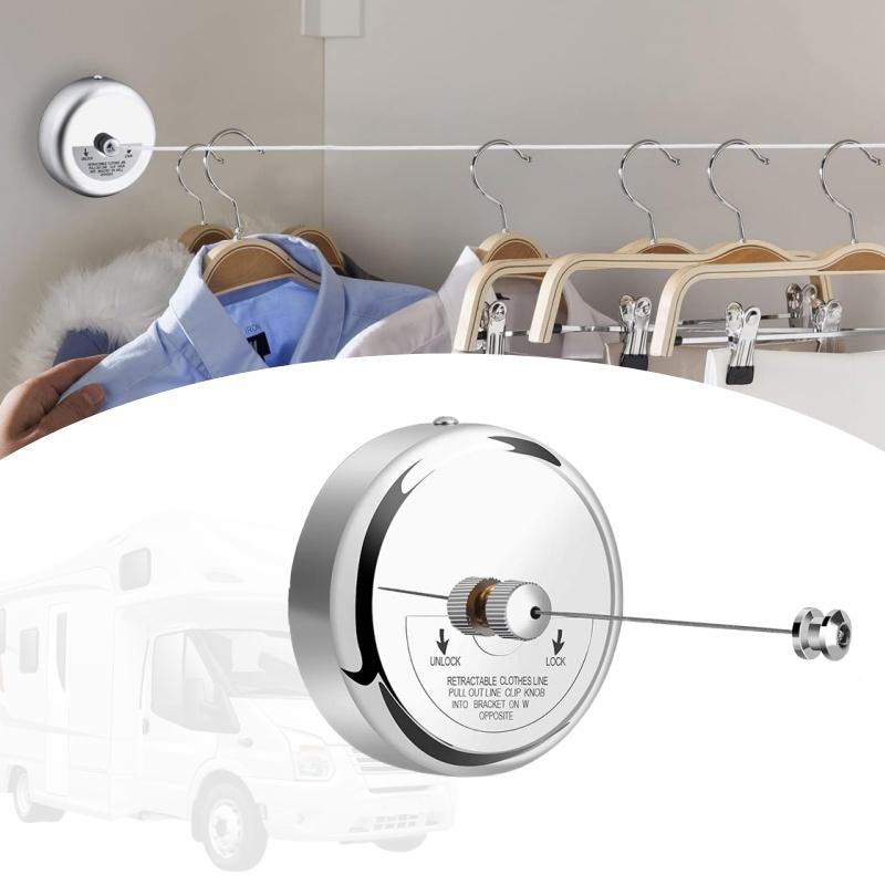 Retractable Clothesline Adjustable 304 Stainless Steel Shower Clothesline With Lock Button For RV Camper Caravan Motorhome