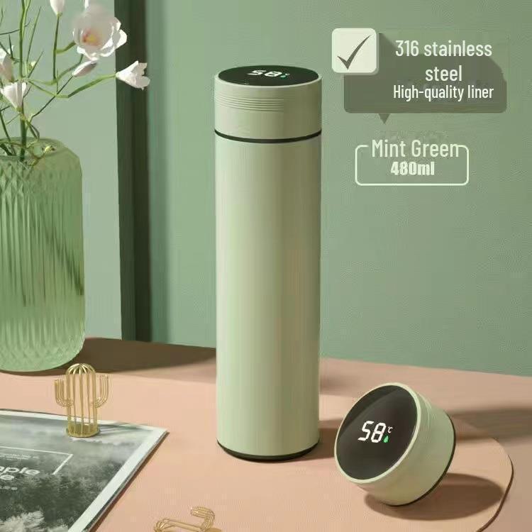 Korean Style 316 Stainless Steel Thermos with Smart Temperature Display – Unisex, Cute & Simple Design