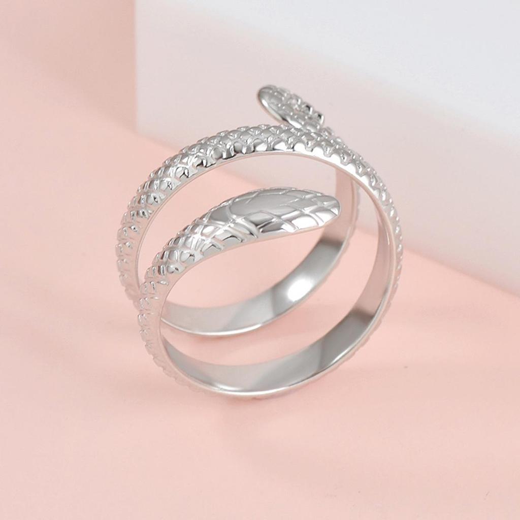 Personalized Punk Snake Ring: Stainless Steel Retro Hip Hop Double Circle Ring for Men and Women