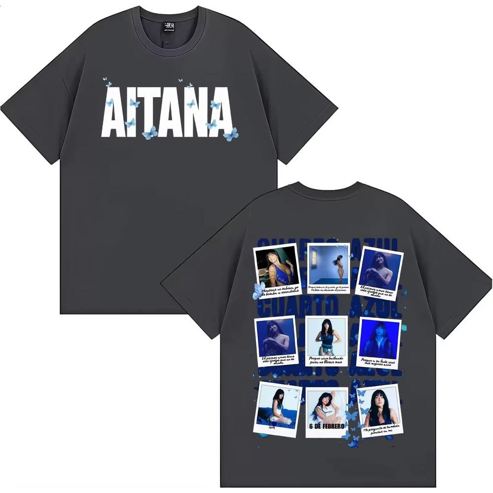 Singer Aitana Cotton Men's Shirt Oversized Cuarto Graphics Summer Women's Y2k Hip Hop Streetwear Tshirt