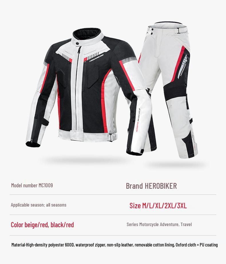 Vattentät motorcykeloverall för alla säsonger: Andningsbar, Högelastisk, Fallskyddande Åkutrustning med Jacka