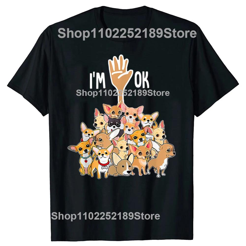 Funny Black Chihuahua Dog In Pocket T Shirts Men Women Pure Cotton Humor Streetwear Tee Shirt Short Sleeve Unisex Loose Clothing