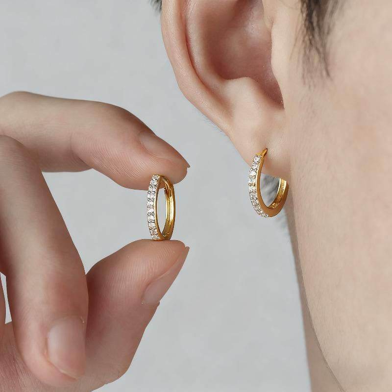 925 Silver Rhinestone Hoop Earrings for Women Exquisite Round Circle Earrings Minimalism Daily Wearing Fashion Jewelry