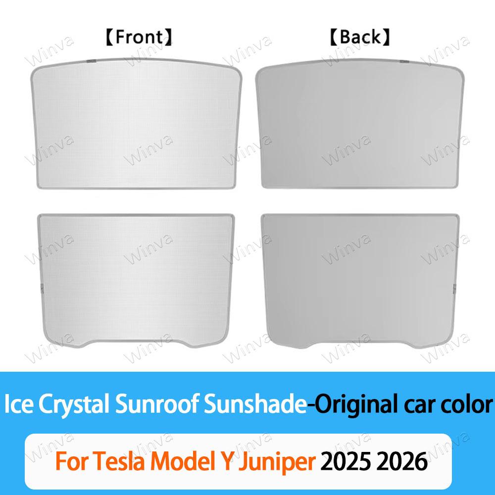 For New Tesla Model Y Juniper 2025 2026 Sunroof Ice Cloth Buckle Ice Crystal Car Roof SunShades Glass Roof Front Rear Skylight