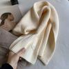 Korean Style Solid Color Knitted Scarf Women Warm Thick Neck Warmer Winter Accessory