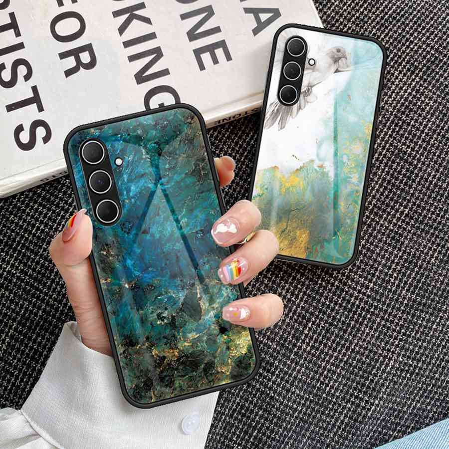 Funda de Cristal Templado Marmoleada para Teléfono Samsung Galaxy A15 A17 A56 S25 S23 A26 A36 A16 A25 A32 A52 A14 A34 A54 A24 A13 A73 A53 A33 A23 A35 A55 5G