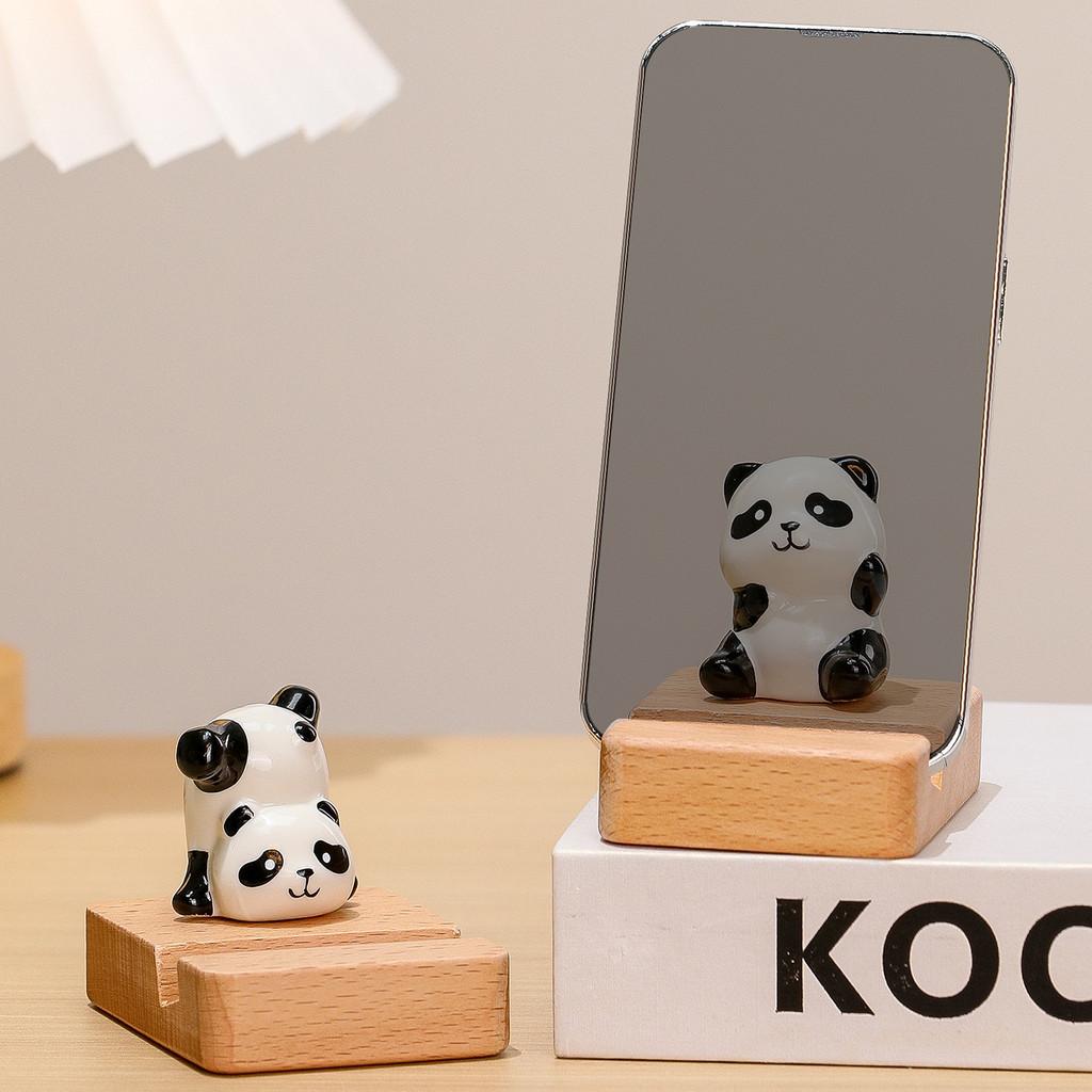 Panda Phone Stand Cute Resin Desk Accessory For Office Gifts And Home Decor